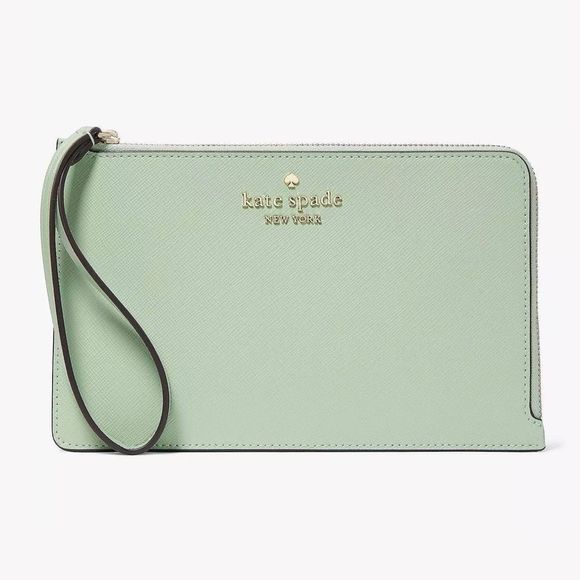 kate spade Handbags - NWT Kate Spade Staci Medium L Zip Leather Wristlet - Beach Glass
